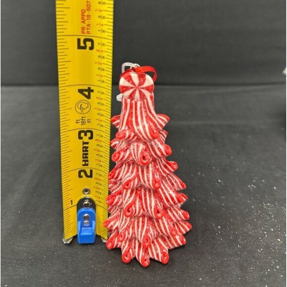 Peppermint Tree Cocoa Mug Ornament Set Christmas Holiday Festive Candyland Red - Picture 7 of 7